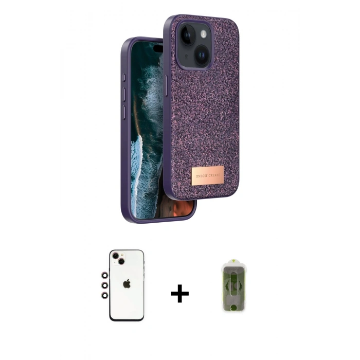 MARSİLYAN™- iPhone 14 Kılıf Vadi Klasik Serisi - Siyah Joko Magic 5D Hayalet Cam + Shine Kamera Lens - GI