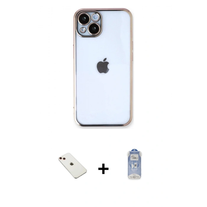 MARSİLYAN™- iPhone 14 Kılıf Vadi Minimal - Siyah Joko Magic 5D Cam + Diamond Kamera Lens - KI