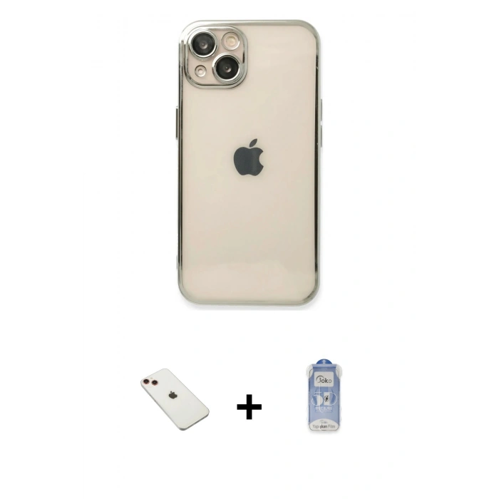 MARSİLYAN™- iPhone 14 Kılıf Vadi Minimal - Siyah Joko Magic 5D Cam + Diamond Kamera Lens - KI