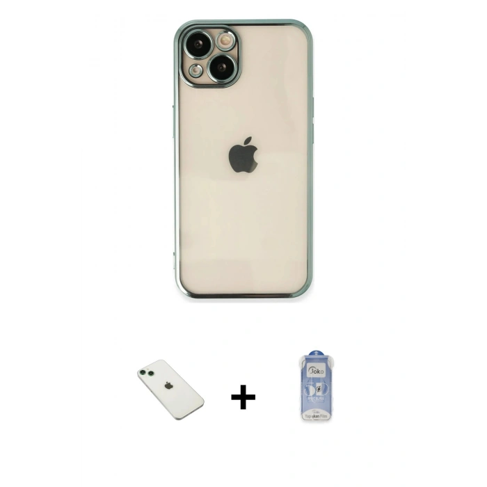 MARSİLYAN™- iPhone 14 Kılıf Vadi Minimal - Siyah Joko Magic 5D Cam + Diamond Kamera Lens - YL