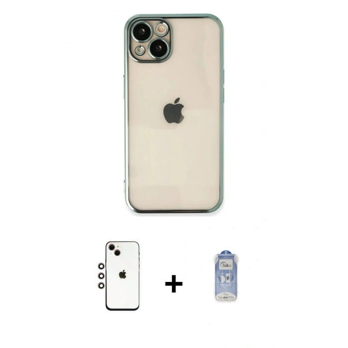 MARSİLYAN™- iPhone 14 Kılıf Vadi Minimal - Siyah Joko Magic 5D Cam + Shine Kamera Lens - GI