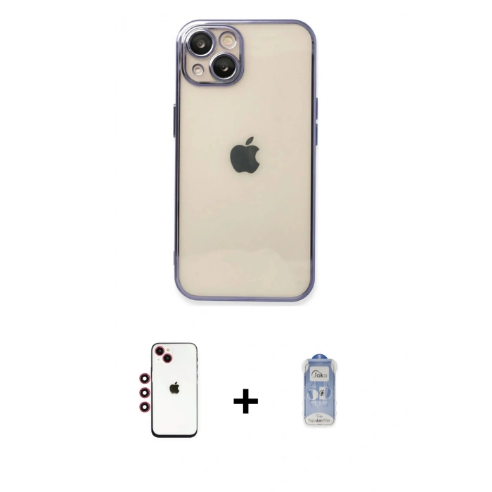 MARSİLYAN™- iPhone 14 Kılıf Vadi Minimal - Siyah Joko Magic 5D Cam + Shine Kamera Lens - KI