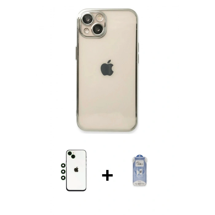 MARSİLYAN™- iPhone 14 Kılıf Vadi Minimal - Siyah Joko Magic 5D Cam + Shine Kamera Lens - YL