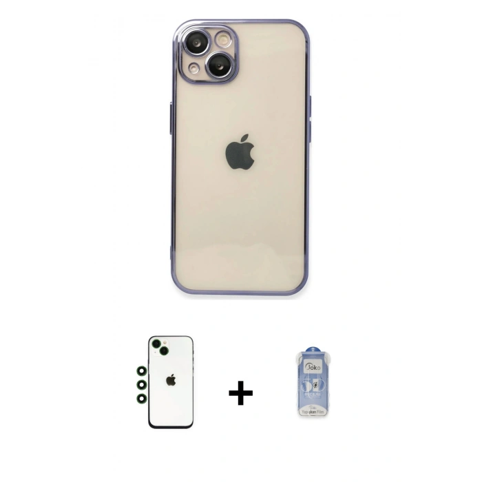 MARSİLYAN™- iPhone 14 Kılıf Vadi Minimal - Siyah Joko Magic 5D Cam + Shine Kamera Lens - YL