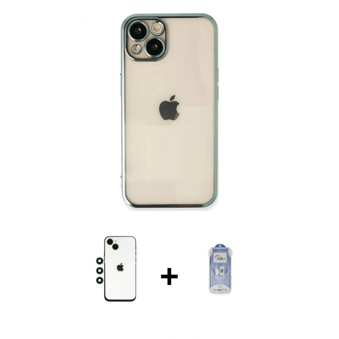 MARSİLYAN™- iPhone 14 Kılıf Vadi Minimal - Siyah Joko Magic 5D Cam + Shine Kamera Lens - YL