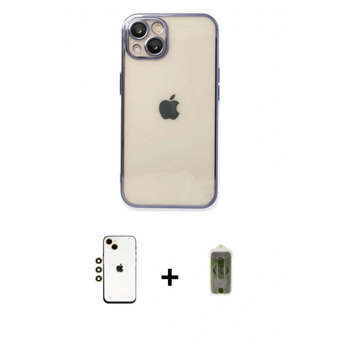 MARSİLYAN™- iPhone 14 Kılıf Vadi Minimal - Siyah Joko Magic 5D Hayalet Cam + Shine Kamera Lens - GD