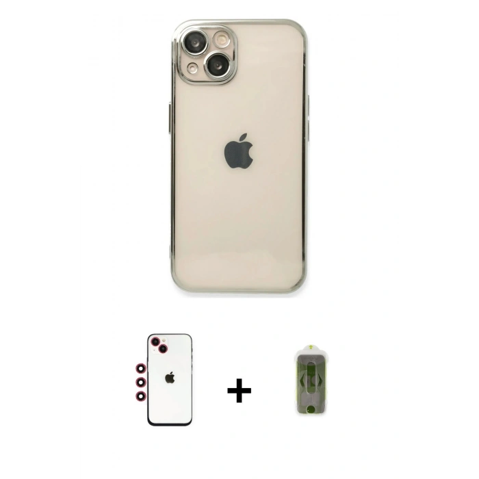 MARSİLYAN™- iPhone 14 Kılıf Vadi Minimal - Siyah Joko Magic 5D Hayalet Cam + Shine Kamera Lens - KI
