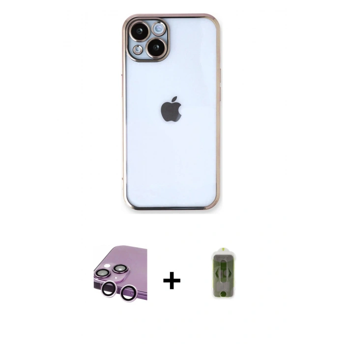 MARSİLYAN™- iPhone 14 Kılıf Vadi Minimal - Siyah Joko Magic 5D Hayalet Cam + Raze Metal Kamera Lens - MR