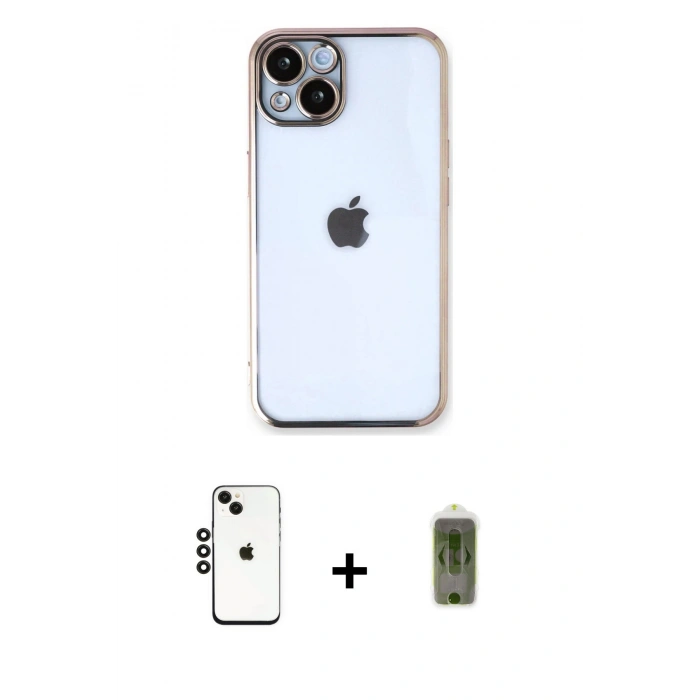 MARSİLYAN™- iPhone 14 Kılıf Vadi Minimal - Siyah Joko Magic 5D Hayalet Cam + Shine Kamera Lens - SH