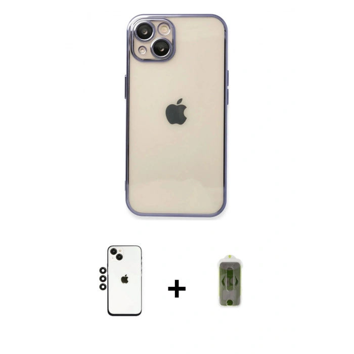 MARSİLYAN™- iPhone 14 Kılıf Vadi Minimal - Siyah Joko Magic 5D Hayalet Cam + Shine Kamera Lens - SH