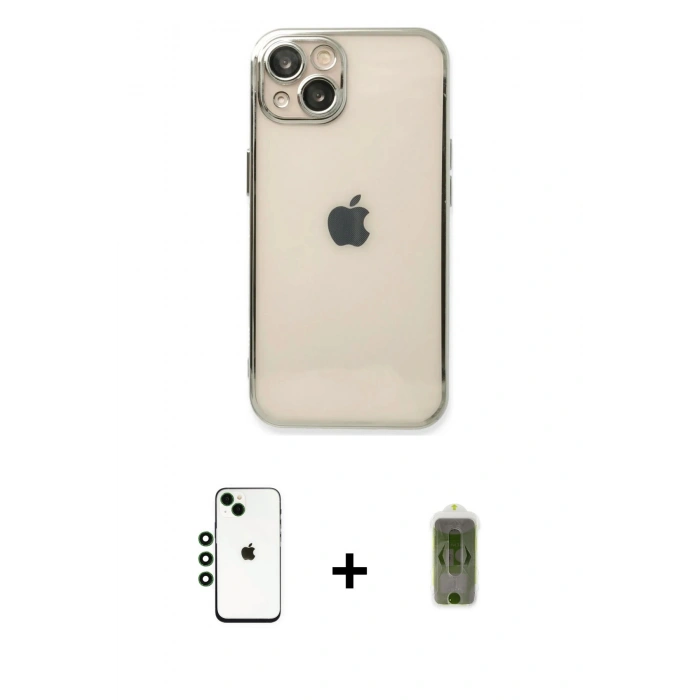 MARSİLYAN™- iPhone 14 Kılıf Vadi Minimal - Siyah Joko Magic 5D Hayalet Cam + Shine Kamera Lens - YL