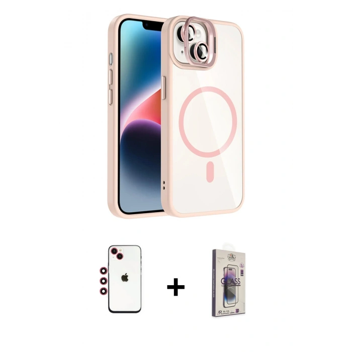 MARSİLYAN™- iPhone 14 Kılıf Yadigar Asil Koleksiyonu - Siyah Bilvis 3D Cam Ekran Koruyucu + Shine Kamera Lens - KI