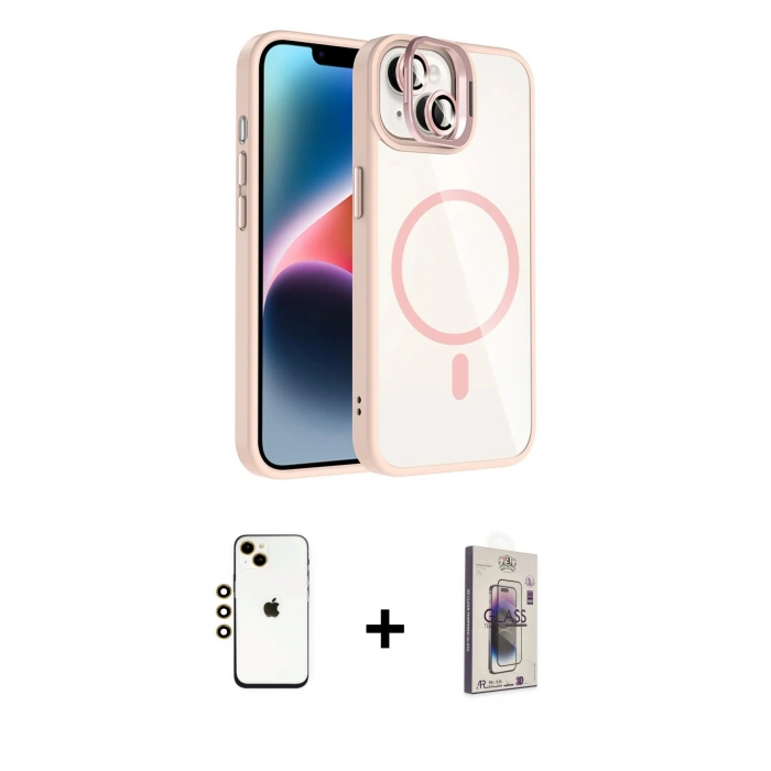 MARSİLYAN™- iPhone 14 Kılıf Yadigar Asil Koleksiyonu - Siyah Bilvis 3D Cam Ekran Koruyucu + Shine Kamera Lens - GD