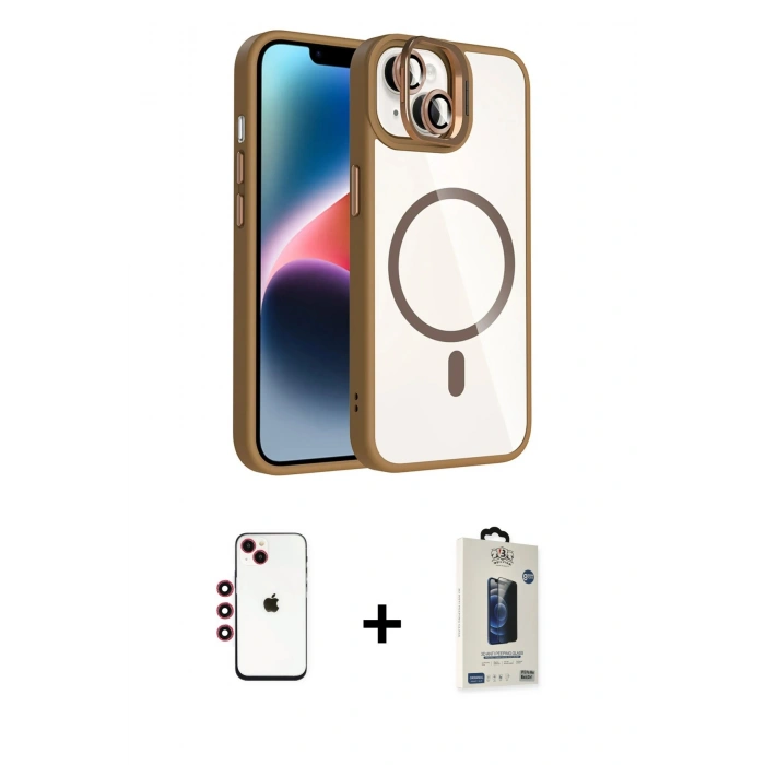 MARSİLYAN™- iPhone 14 Kılıf Yadigar Asil Koleksiyonu - Siyah Bilvis Hayalet Cam Ekran Koruyucu + Shine Kamera Lens - KI