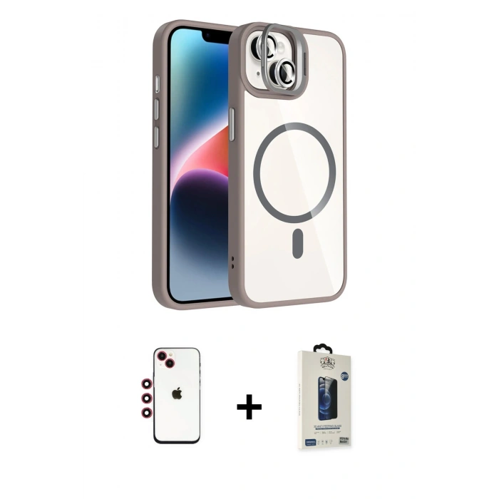 MARSİLYAN™- iPhone 14 Kılıf Yadigar Asil Koleksiyonu - Siyah Bilvis Hayalet Cam Ekran Koruyucu + Shine Kamera Lens - KI