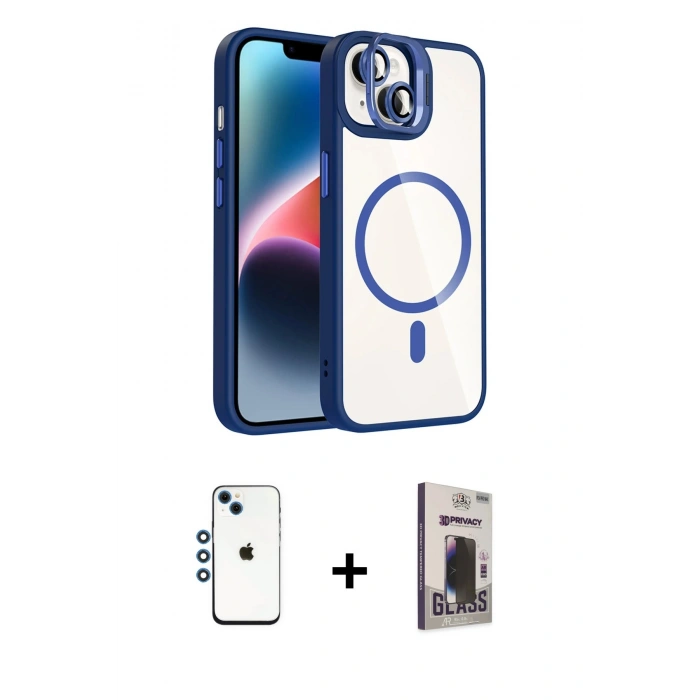 MARSİLYAN™- iPhone 14 Kılıf Yadigar Asil Koleksiyonu - Siyah Bilvis Hayalet Cam Ekran Koruyucu + Shine Kamera Lens - MI
