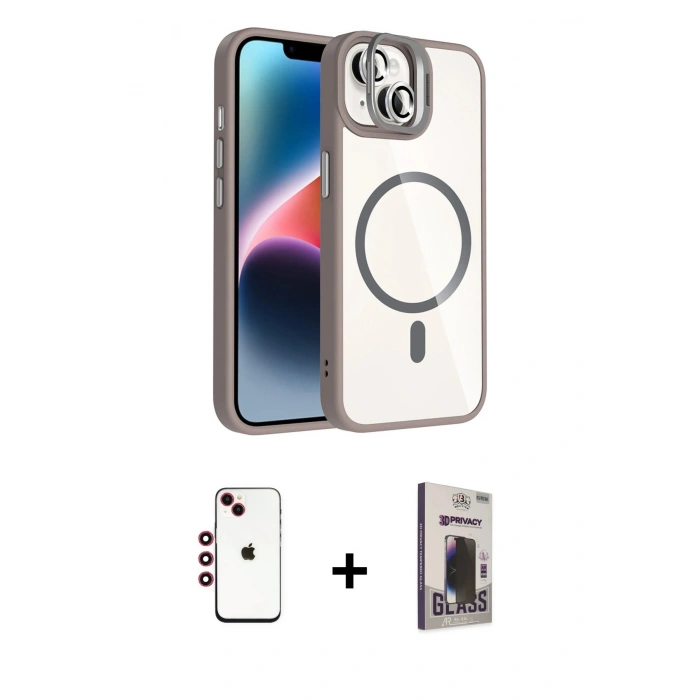 MARSİLYAN™- iPhone 14 Kılıf Yadigar Asil Koleksiyonu - Siyah Bilvis Hayalet Cam Ekran Koruyucu + Shine Kamera Lens - KI