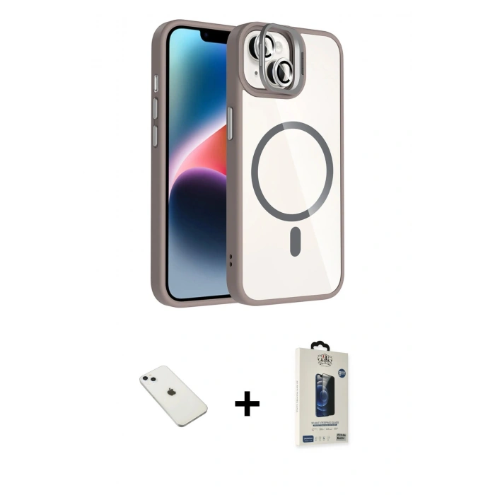 MARSİLYAN™- iPhone 14 Kılıf Yadigar Asil Koleksiyonu - Siyah Bilvis Hayalet Cam Ekran Koruyucu + Diamond Kamera Lens - SABE
