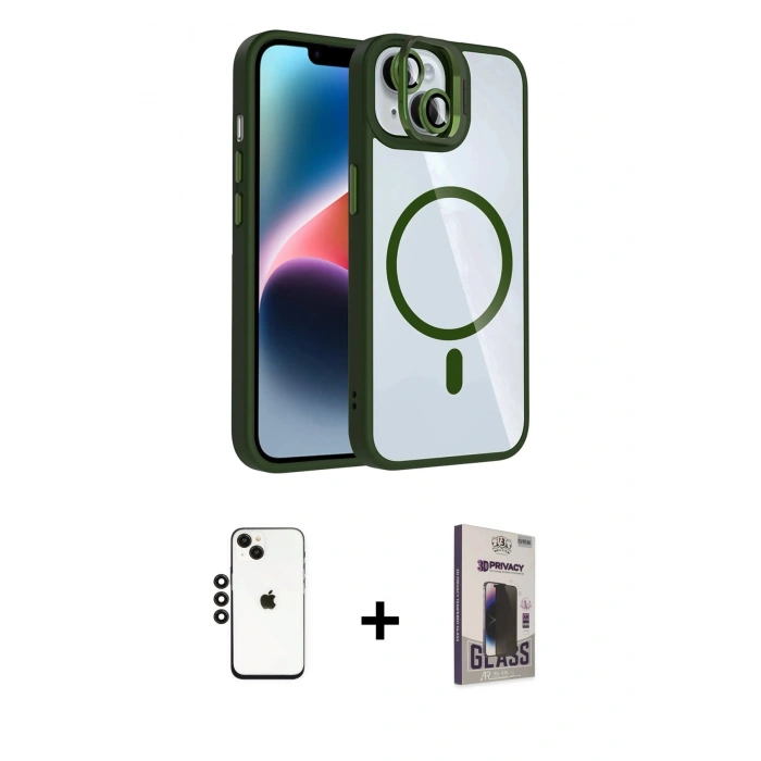 MARSİLYAN™- iPhone 14 Kılıf Yadigar Asil Koleksiyonu - Siyah Bilvis Hayalet Cam Ekran Koruyucu + Shine Kamera Lens - SH
