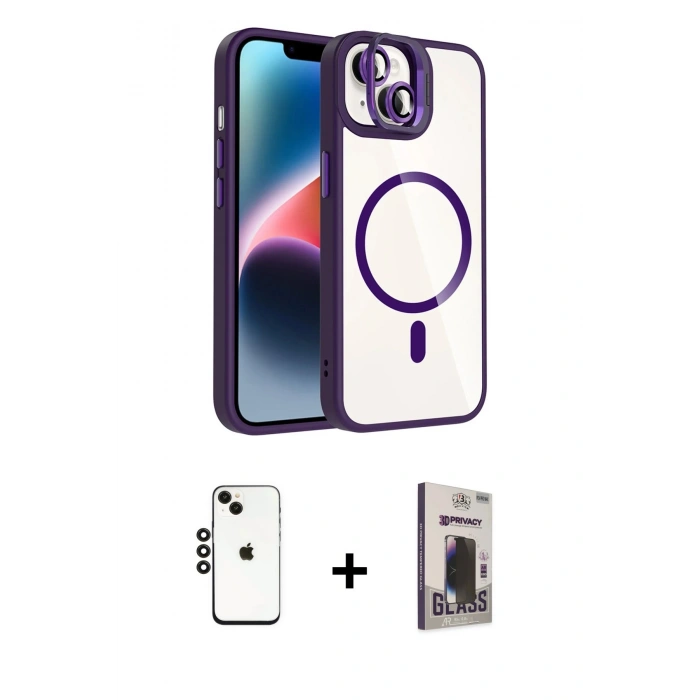 MARSİLYAN™- iPhone 14 Kılıf Yadigar Asil Koleksiyonu - Siyah Bilvis Hayalet Cam Ekran Koruyucu + Shine Kamera Lens - SH