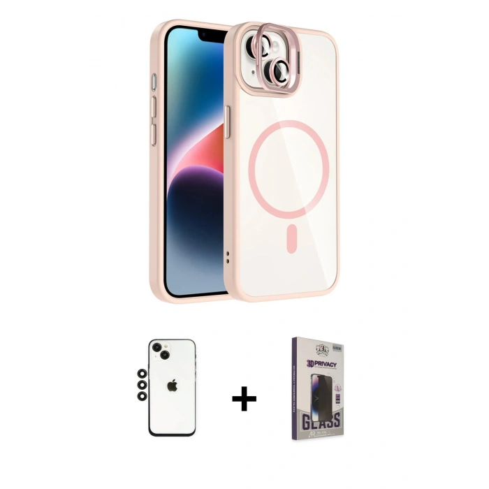 MARSİLYAN™- iPhone 14 Kılıf Yadigar Asil Koleksiyonu - Siyah Bilvis Hayalet Cam Ekran Koruyucu + Shine Kamera Lens - SH