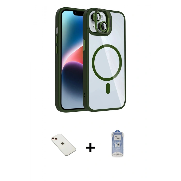 MARSİLYAN™- iPhone 14 Kılıf Yadigar Asil Koleksiyonu - Siyah Joko Magic 5D Cam + Diamond Kamera Lens - KI