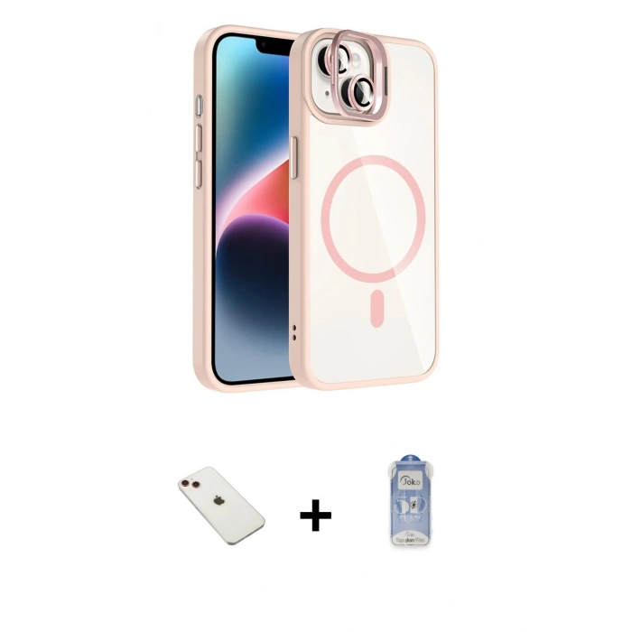 MARSİLYAN™- iPhone 14 Kılıf Yadigar Asil Koleksiyonu - Siyah Joko Magic 5D Cam + Diamond Kamera Lens - KI