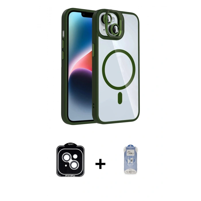 MARSİLYAN™- iPhone 14 Kılıf Yadigar Asil Koleksiyonu - Siyah Joko Magic 5D Cam + PVD Metal Kamera Lens - GS