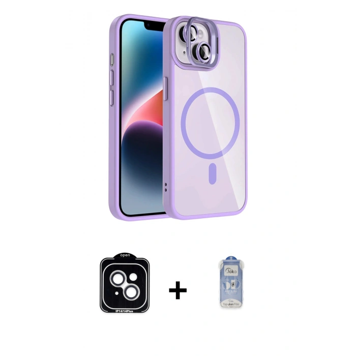 MARSİLYAN™- iPhone 14 Kılıf Yadigar Asil Koleksiyonu - Siyah Joko Magic 5D Cam + PVD Metal Kamera Lens - GS