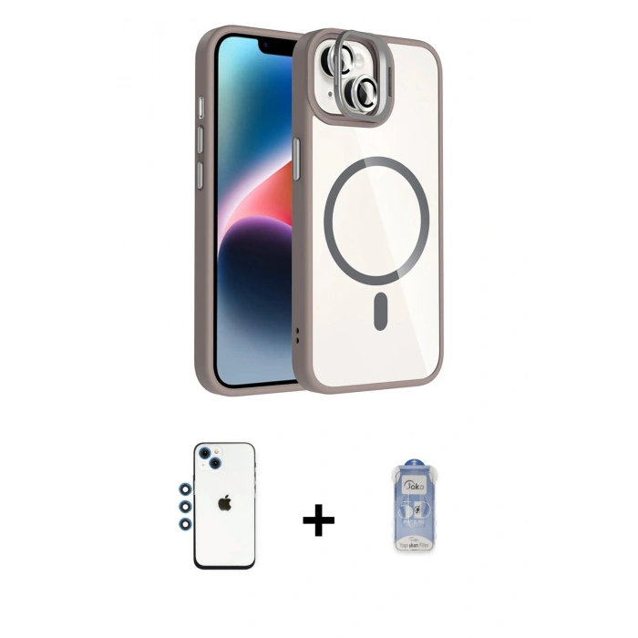 MARSİLYAN™- iPhone 14 Kılıf Yadigar Asil Koleksiyonu - Siyah Joko Magic 5D Cam + Shine Kamera Lens - MI