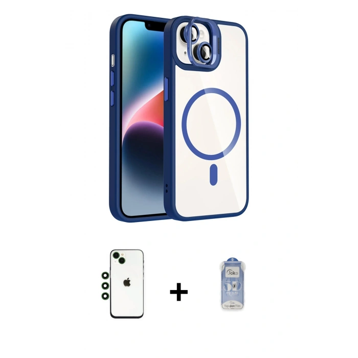 MARSİLYAN™- iPhone 14 Kılıf Yadigar Asil Koleksiyonu - Siyah Joko Magic 5D Cam + Shine Kamera Lens - YL