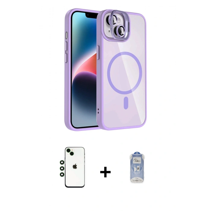 MARSİLYAN™- iPhone 14 Kılıf Yadigar Asil Koleksiyonu - Siyah Joko Magic 5D Cam + Shine Kamera Lens - YL