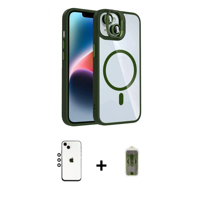 MARSİLYAN™- iPhone 14 Kılıf Yadigar Asil Koleksiyonu - Siyah Joko Magic 5D Hayalet Cam + Shine Kamera Lens - GS