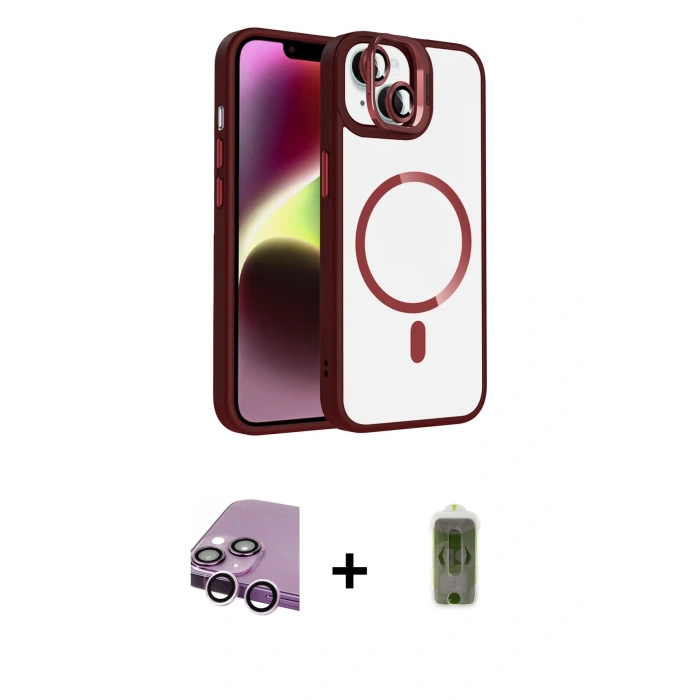 MARSİLYAN™- iPhone 14 Kılıf Yadigar Asil Koleksiyonu - Siyah Joko Magic 5D Hayalet Cam + Raze Metal Kamera Lens - MR