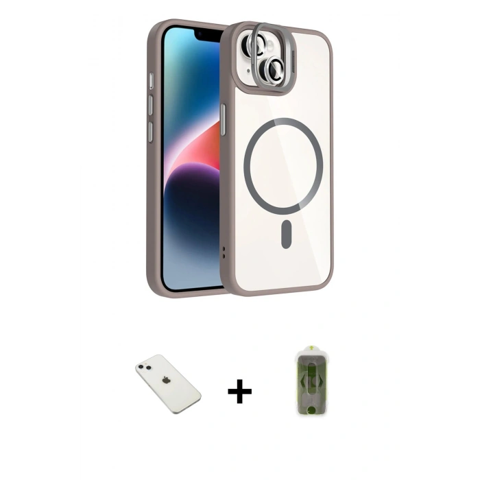 MARSİLYAN™- iPhone 14 Kılıf Yadigar Asil Koleksiyonu - Siyah Joko Magic 5D Hayalet Cam + Diamond Kamera Lens - SABE