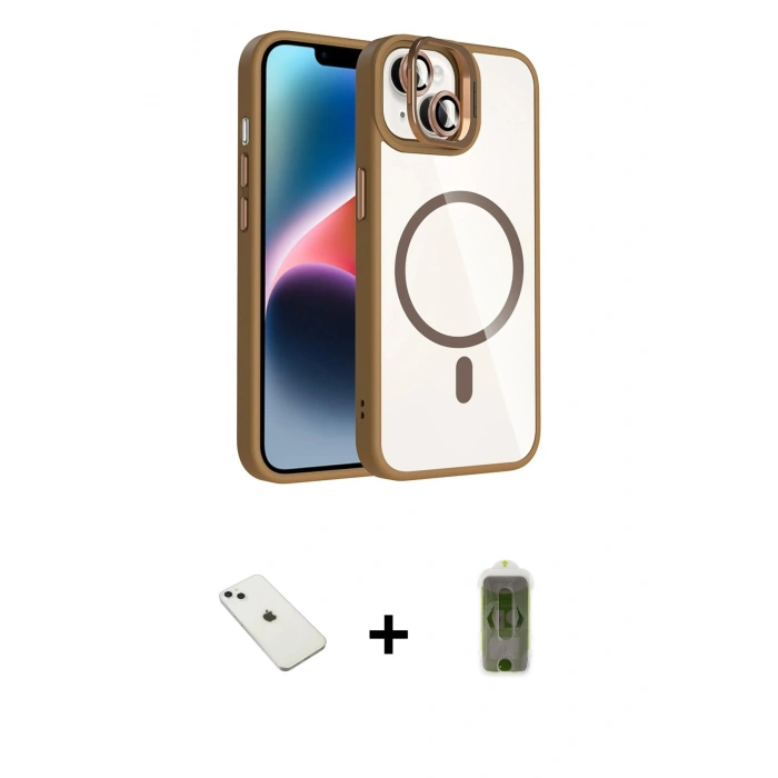 MARSİLYAN™- iPhone 14 Kılıf Yadigar Asil Koleksiyonu - Siyah Joko Magic 5D Hayalet Cam + Diamond Kamera Lens - SABE