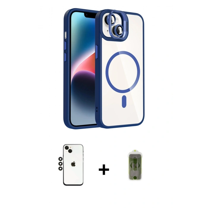 MARSİLYAN™- iPhone 14 Kılıf Yadigar Asil Koleksiyonu - Siyah Joko Magic 5D Hayalet Cam + Siyah Shine Kamera Lens