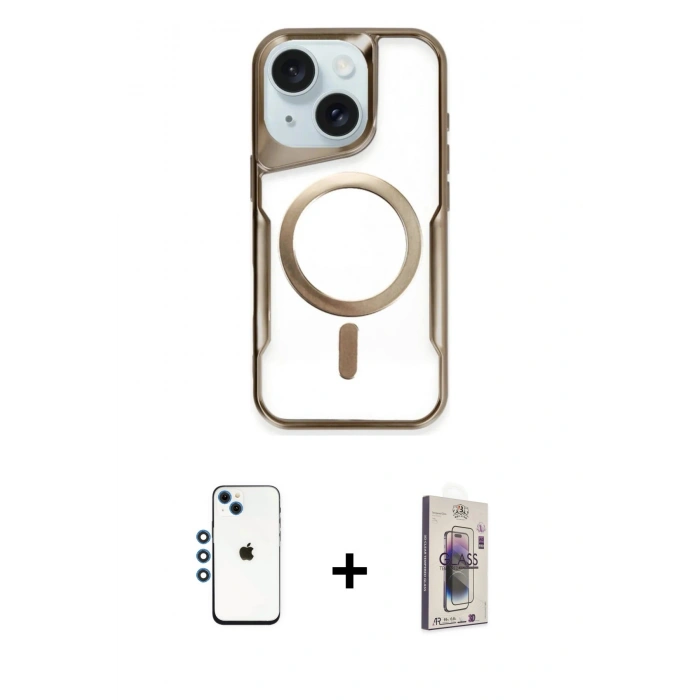 MARSİLYAN™- iPhone 14 Kılıf Yadigar Klasik Özel Seri - Siyah Bilvis 3D Cam Ekran Koruyucu + Shine Kamera Lens - MI