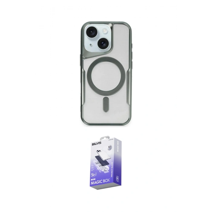 MARSİLYAN™- iPhone 14 Kılıf Yadigar Klasik Özel Seri - Siyah Bilvis 5in1 5D Magic Hayalet Cam Ekran Koruyucu