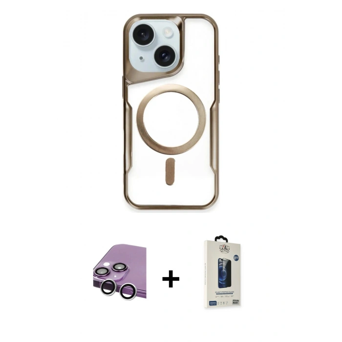 MARSİLYAN™- iPhone 14 Kılıf Yadigar Klasik Özel Seri - Siyah Bilvis Hayalet Cam Ekran Koruyucu + Raze Metal Kamera Lens - GS