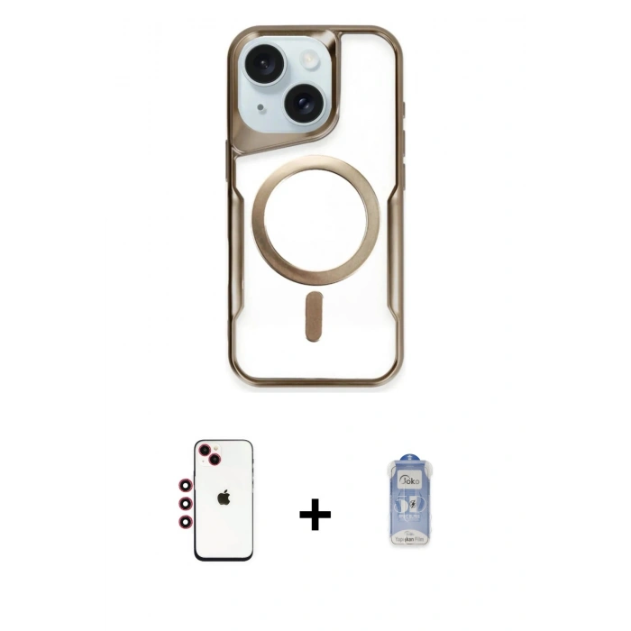 MARSİLYAN™- iPhone 14 Kılıf Yadigar Klasik Özel Seri - Siyah Joko Magic 5D Cam + Shine Kamera Lens - KI