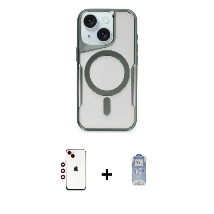 MARSİLYAN™- iPhone 14 Kılıf Yadigar Klasik Özel Seri - Siyah Joko Magic 5D Cam + Shine Kamera Lens - KI