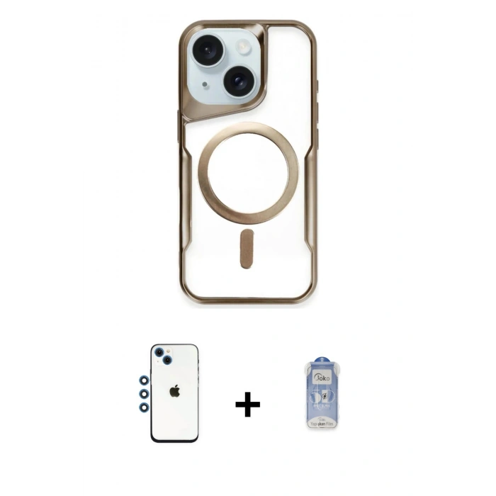 MARSİLYAN™- iPhone 14 Kılıf Yadigar Klasik Özel Seri - Siyah Joko Magic 5D Cam + Shine Kamera Lens - MI