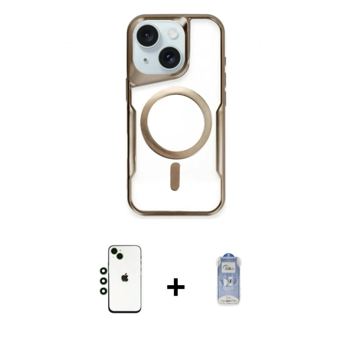 MARSİLYAN™- iPhone 14 Kılıf Yadigar Klasik Özel Seri - Siyah Joko Magic 5D Cam + Shine Kamera Lens - YL