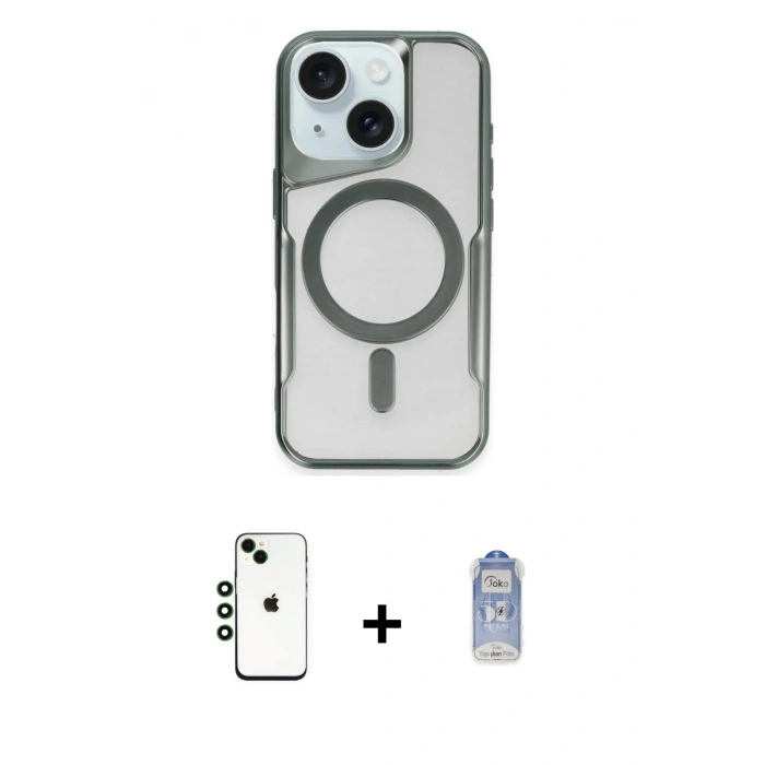 MARSİLYAN™- iPhone 14 Kılıf Yadigar Klasik Özel Seri - Siyah Joko Magic 5D Cam + Shine Kamera Lens - YL