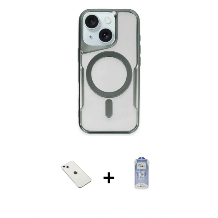 MARSİLYAN™- iPhone 14 Kılıf Yadigar Klasik Özel Seri - Siyah Joko Magic 5D Cam + Diamond Kamera Lens - SABE