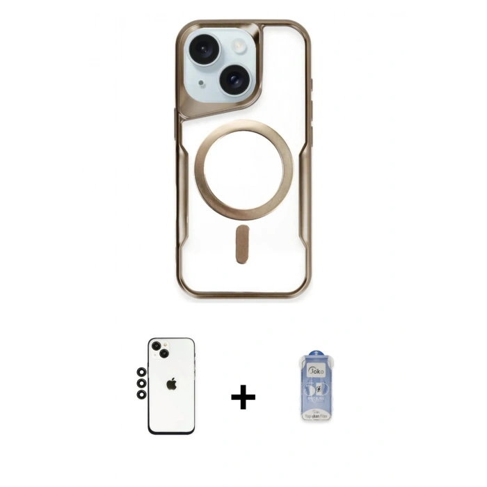 MARSİLYAN™- iPhone 14 Kılıf Yadigar Klasik Özel Seri - Siyah Joko Magic 5D Cam + Siyah Shine Kamera Lens