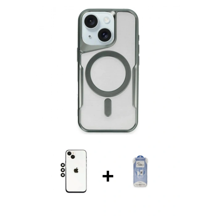 MARSİLYAN™- iPhone 14 Kılıf Yadigar Klasik Özel Seri - Siyah Joko Magic 5D Cam + Siyah Shine Kamera Lens