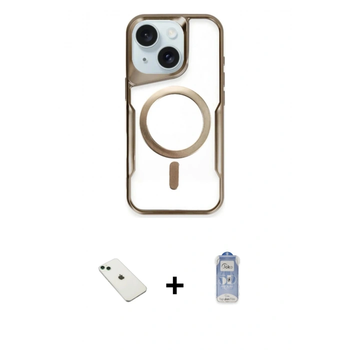 MARSİLYAN™- iPhone 14 Kılıf Yadigar Klasik Özel Seri - Siyah Joko Magic 5D Cam + Diamond Kamera Lens - YL