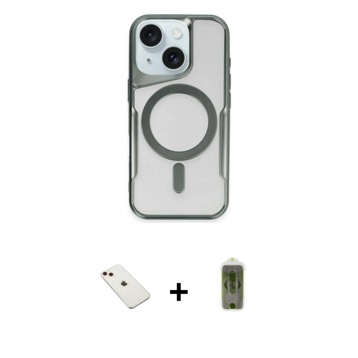 MARSİLYAN™- iPhone 14 Kılıf Yadigar Klasik Özel Seri - Siyah Joko Magic 5D Hayalet Cam + Diamond Kamera Lens - KI